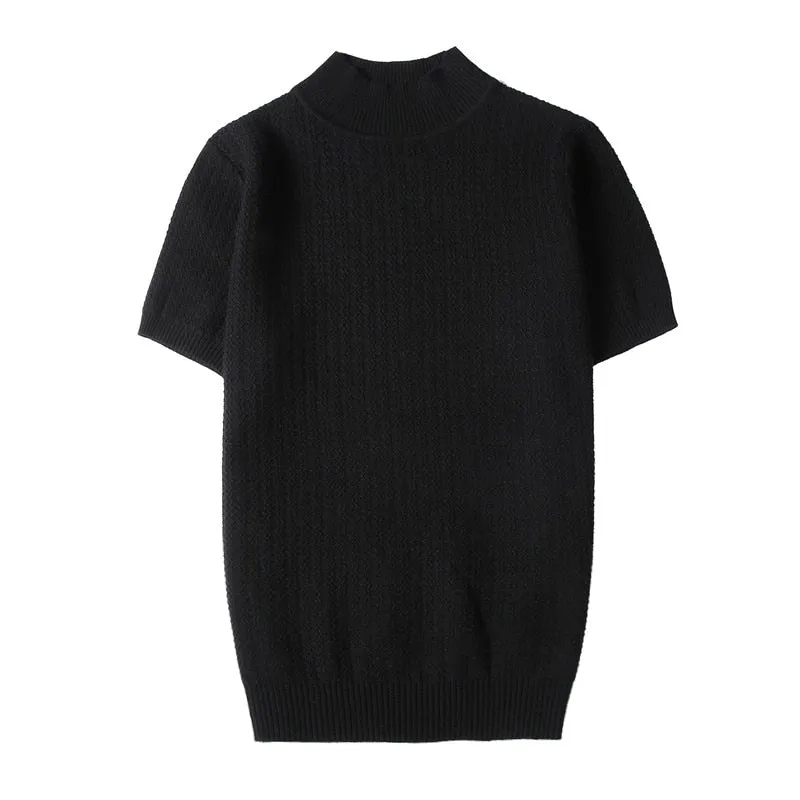 Short Sleeve Knitted Slim Fit Sweater