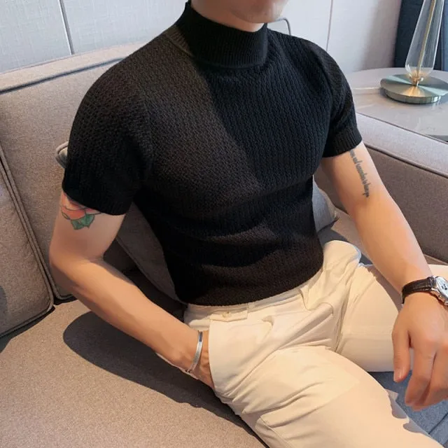 Short Sleeve Knitted Slim Fit Sweater