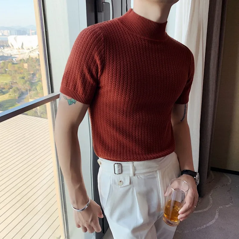 Short Sleeve Knitted Slim Fit Sweater