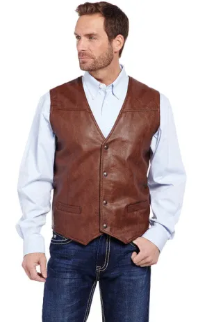 SIDRAN MENS FAUX LEATHER SNAP FRONT VEST WITH FLANNEL LINING STYLE CW1239-F23-35