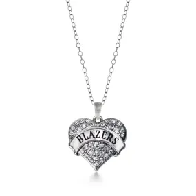 Silver Blazers Pave Heart Charm Classic Necklace