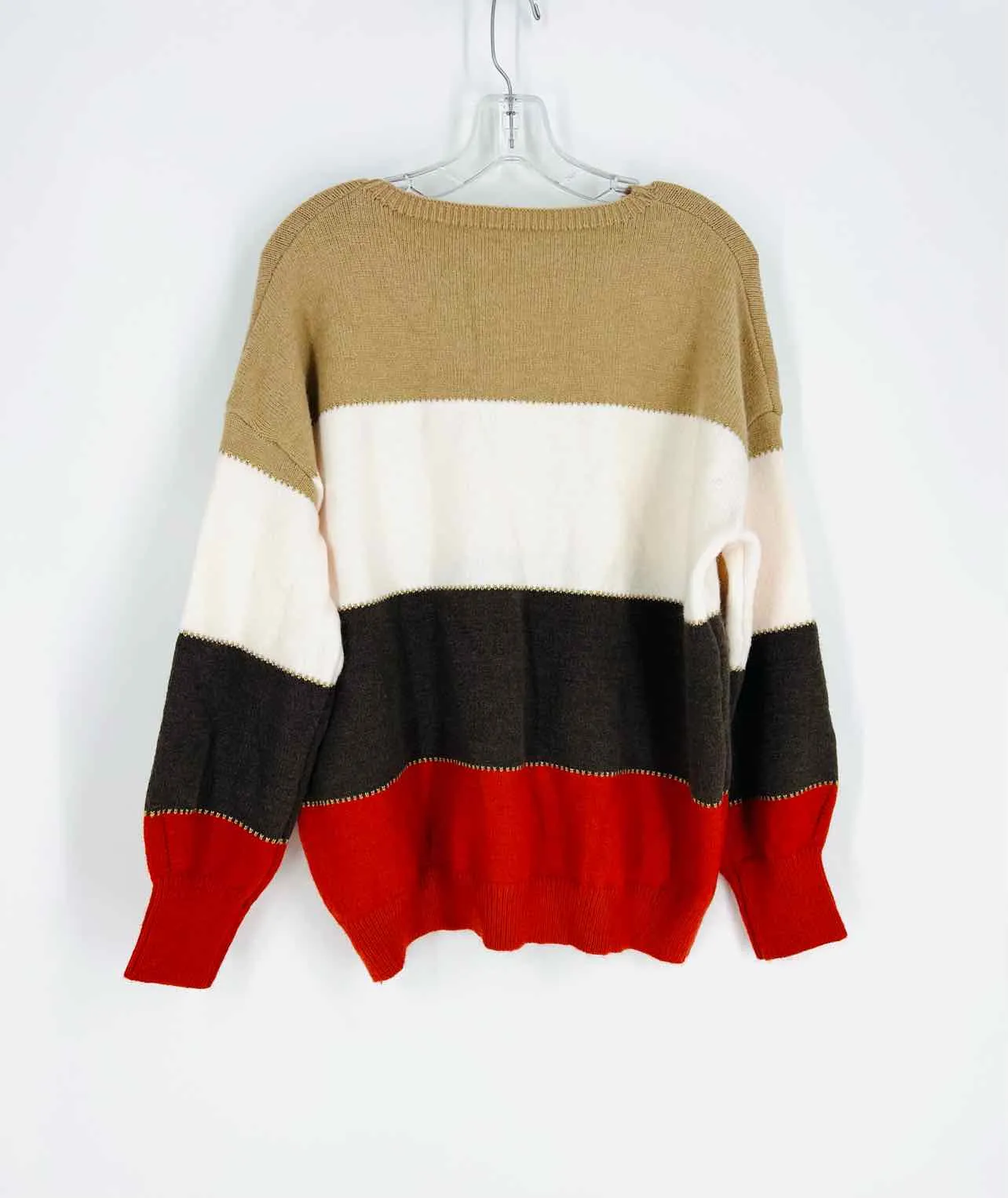 Size XL ? Tan/White Color Block Knit Sweaters Sweater