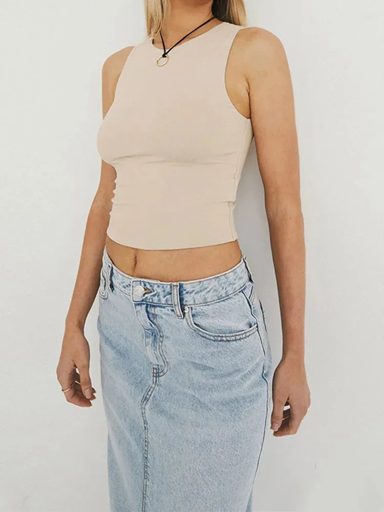 Sleeveless Racerback Bottomed Crop Top