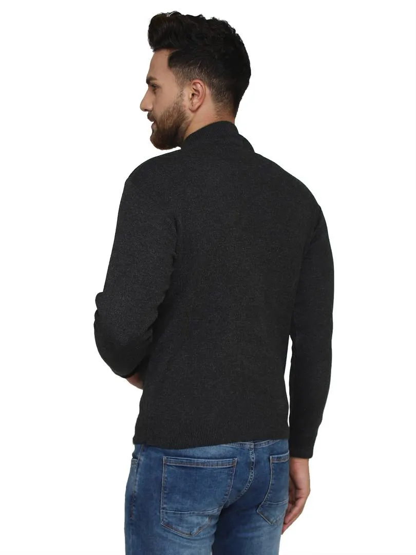 Solid Grey Synthetic Long Sleeves Turtle Neck  Sweaters