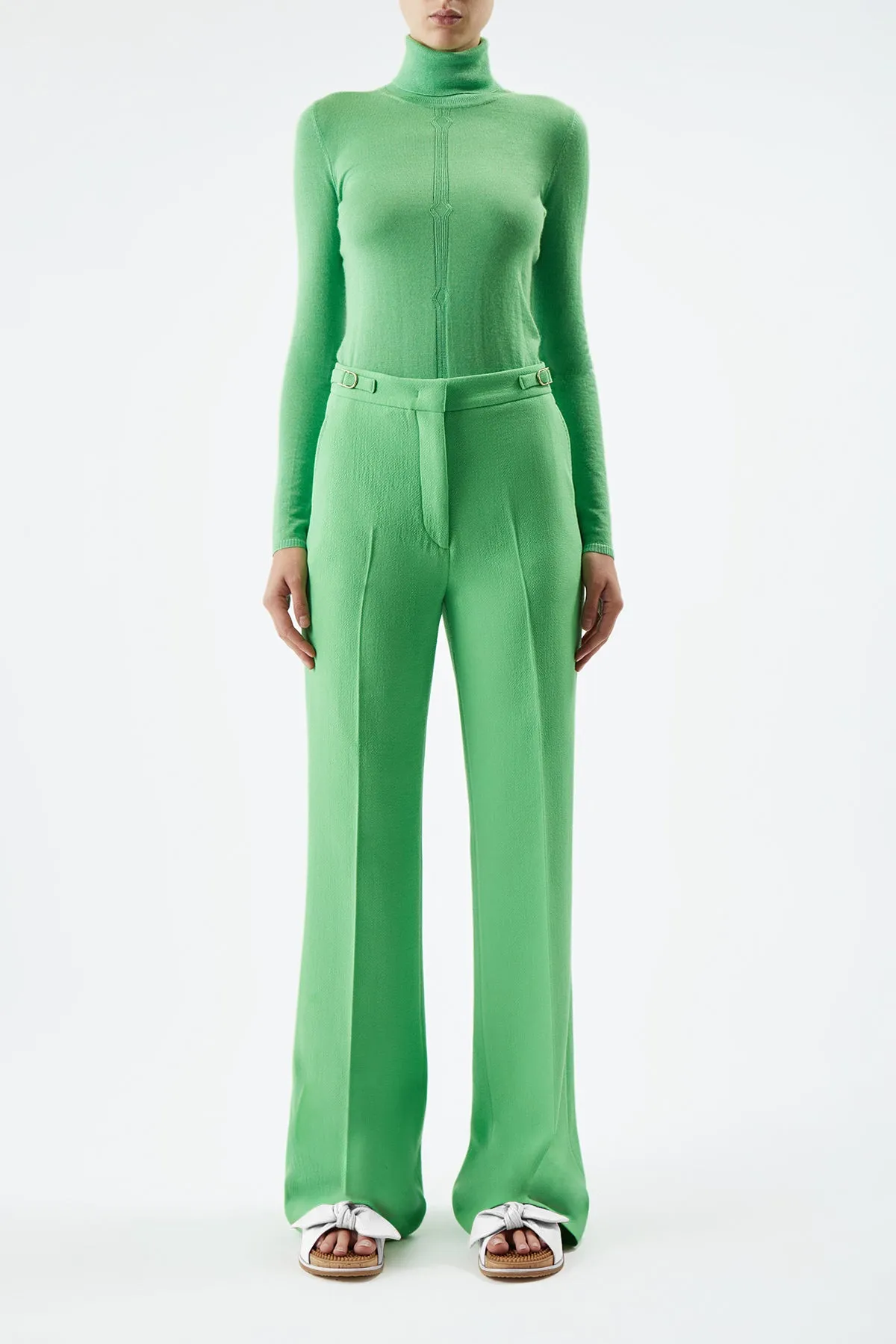 Steinem Knit Turtleneck in Fluorescent Green Cashmere Silk