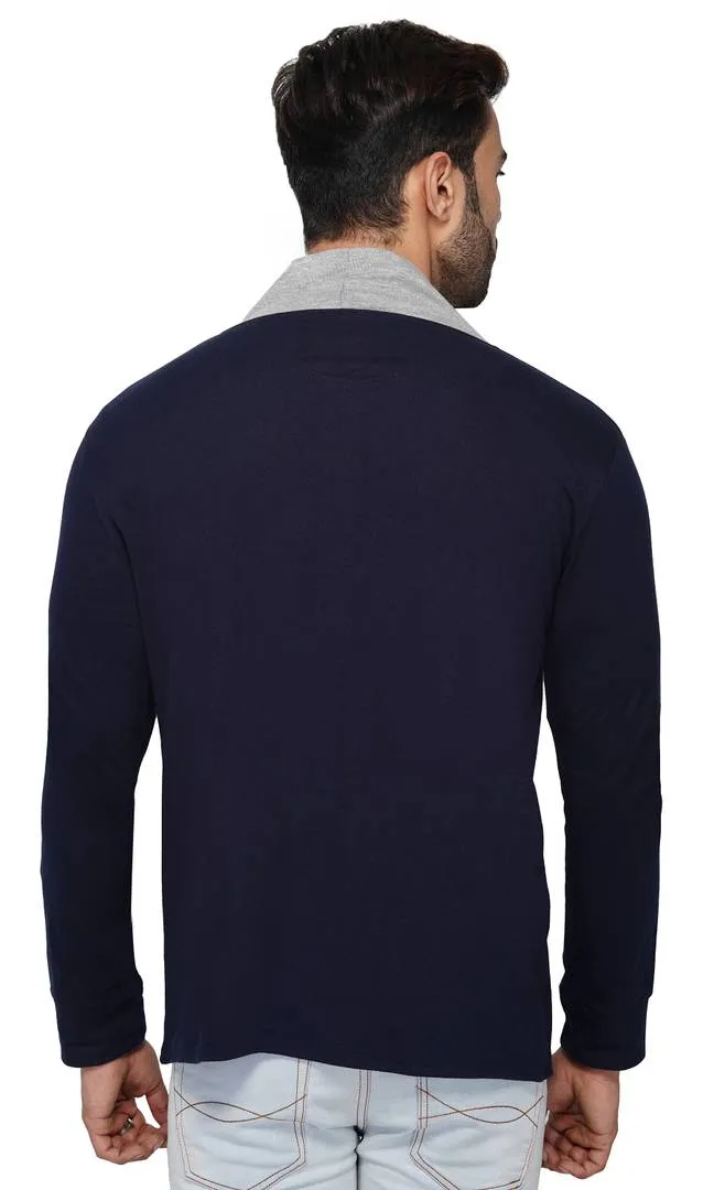 Stylish Full Sleeve Blue & Grey Shrug For Men