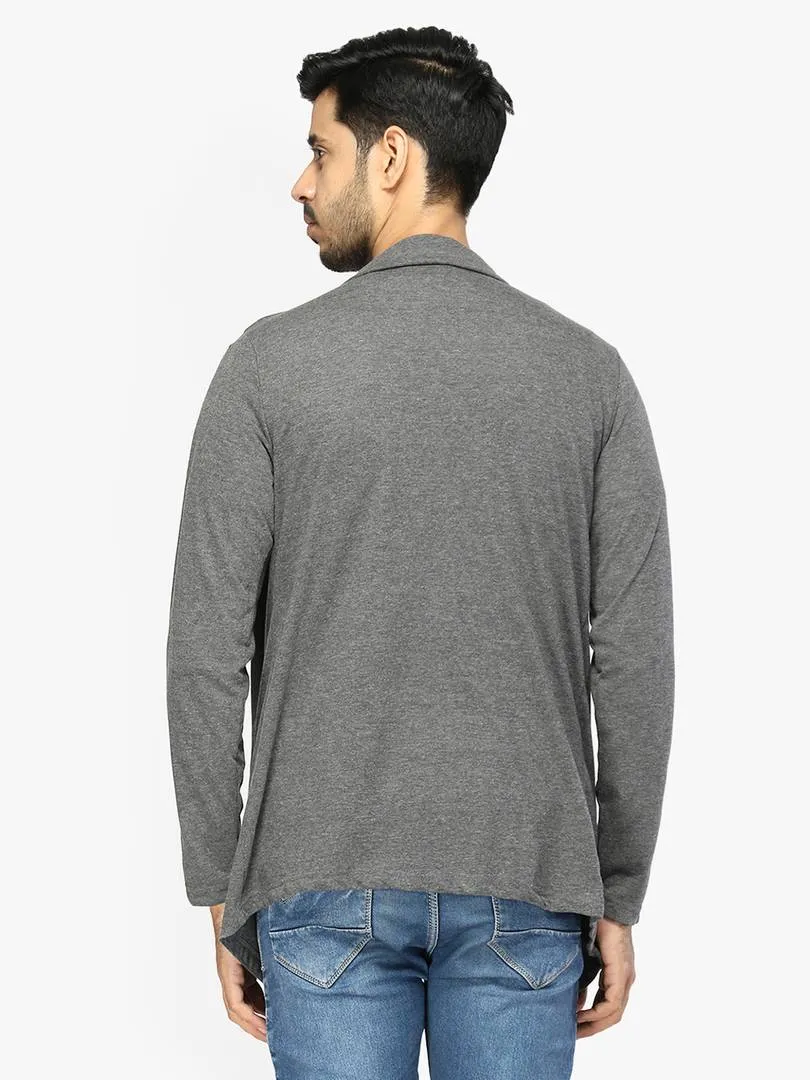 Stylish Grey Cotton Solid Shrug For Men