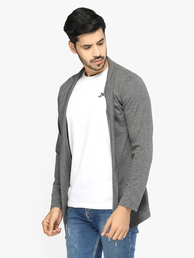 Stylish Grey Cotton Solid Shrug For Men