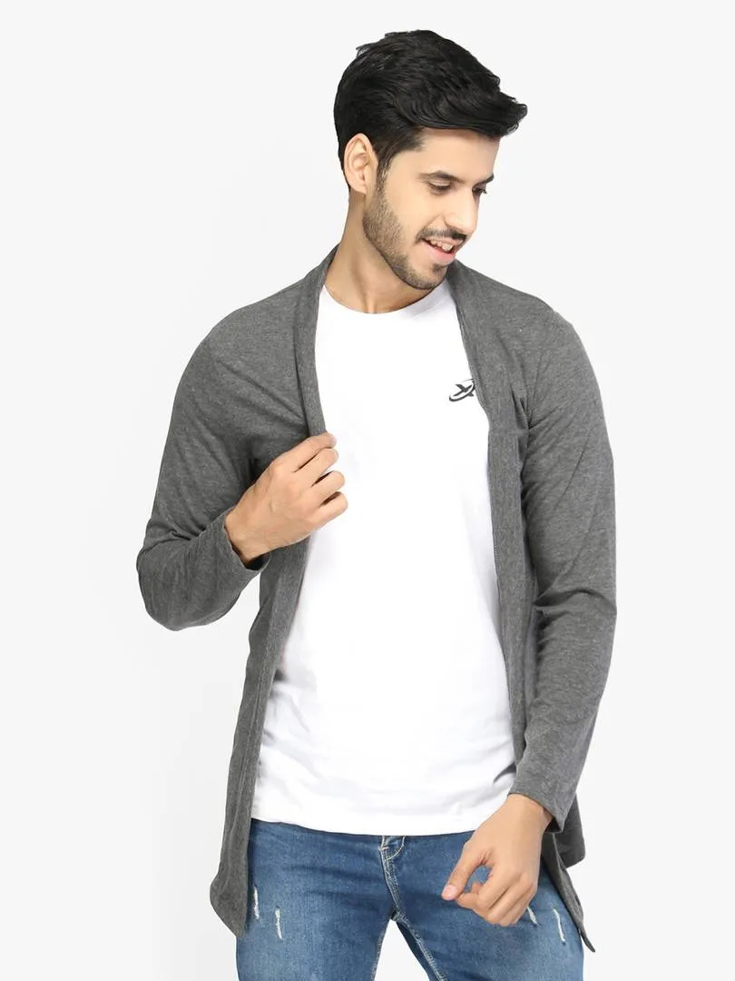 Stylish Grey Cotton Solid Shrug For Men