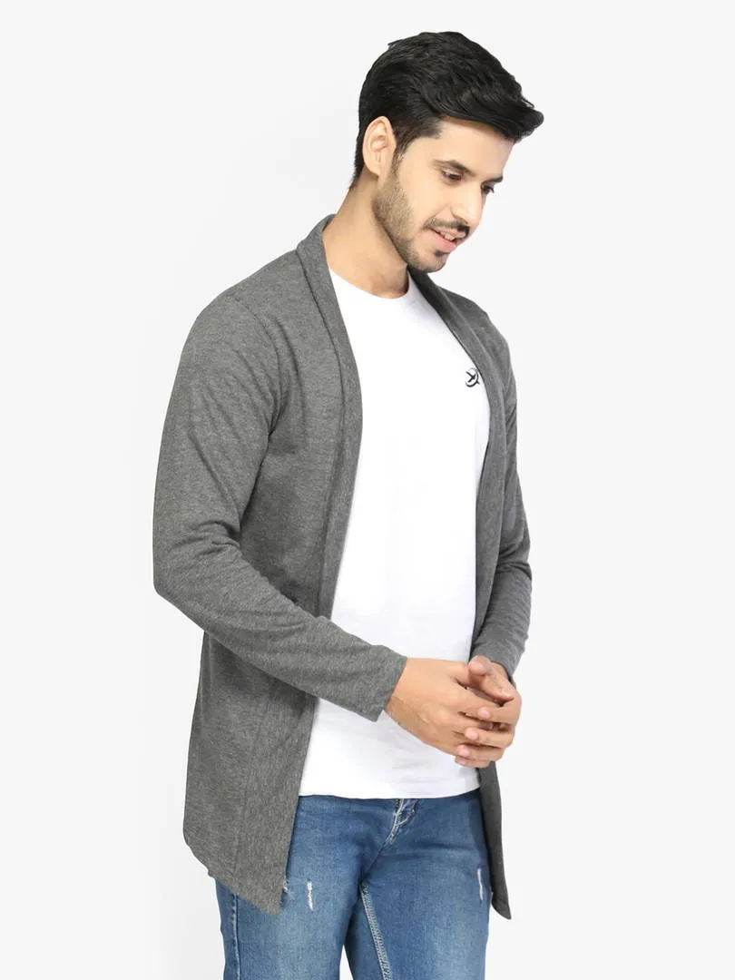 Stylish Grey Cotton Solid Shrug For Men