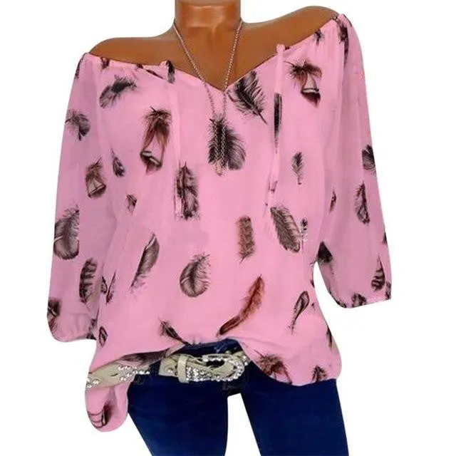 Summer Half Sleeve V-Neck Women Blouse