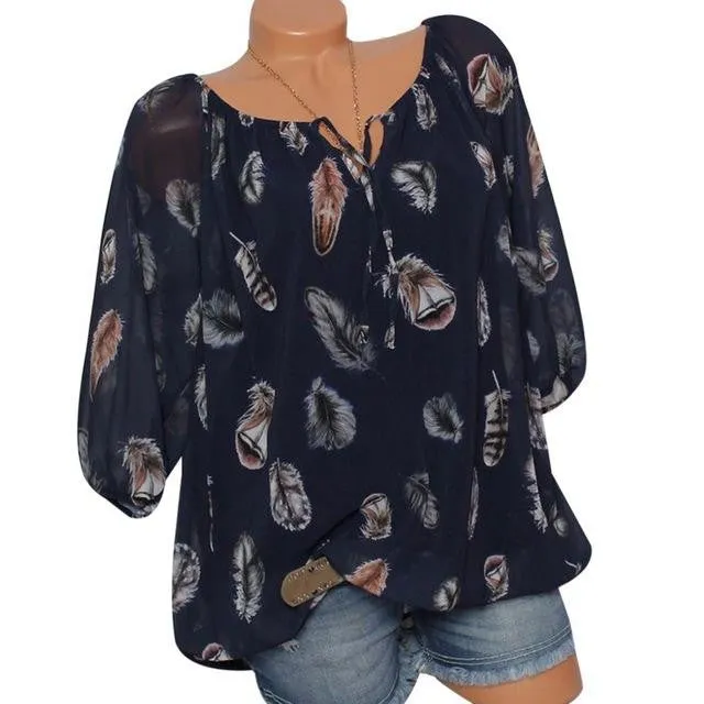 Summer Half Sleeve V-Neck Women Blouse