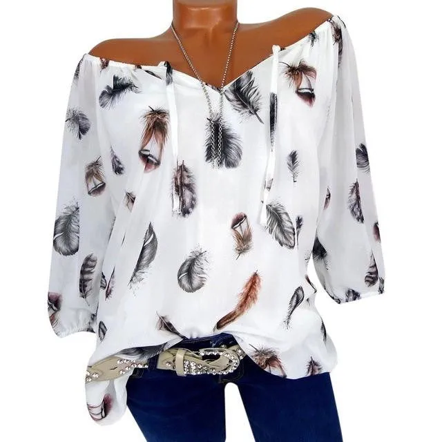 Summer Half Sleeve V-Neck Women Blouse