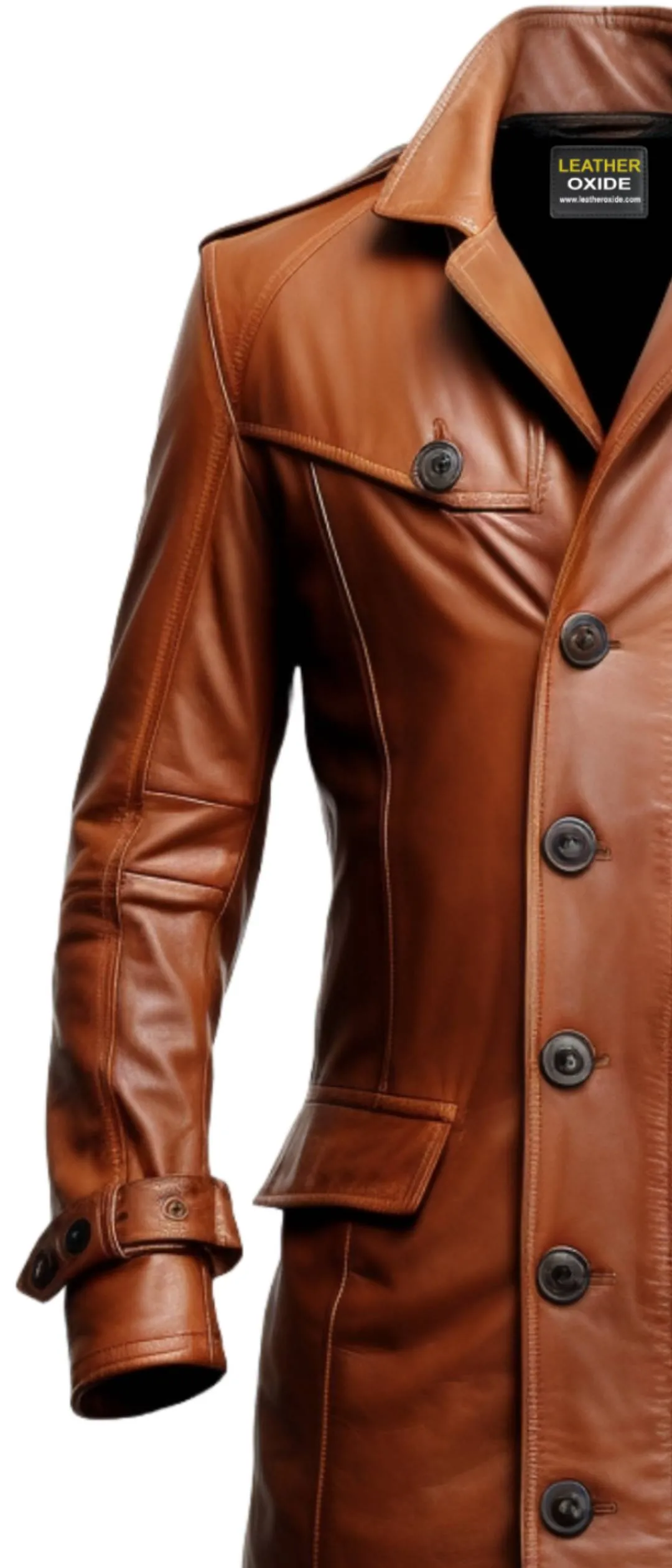 Tan Brown Leather Coat For Men