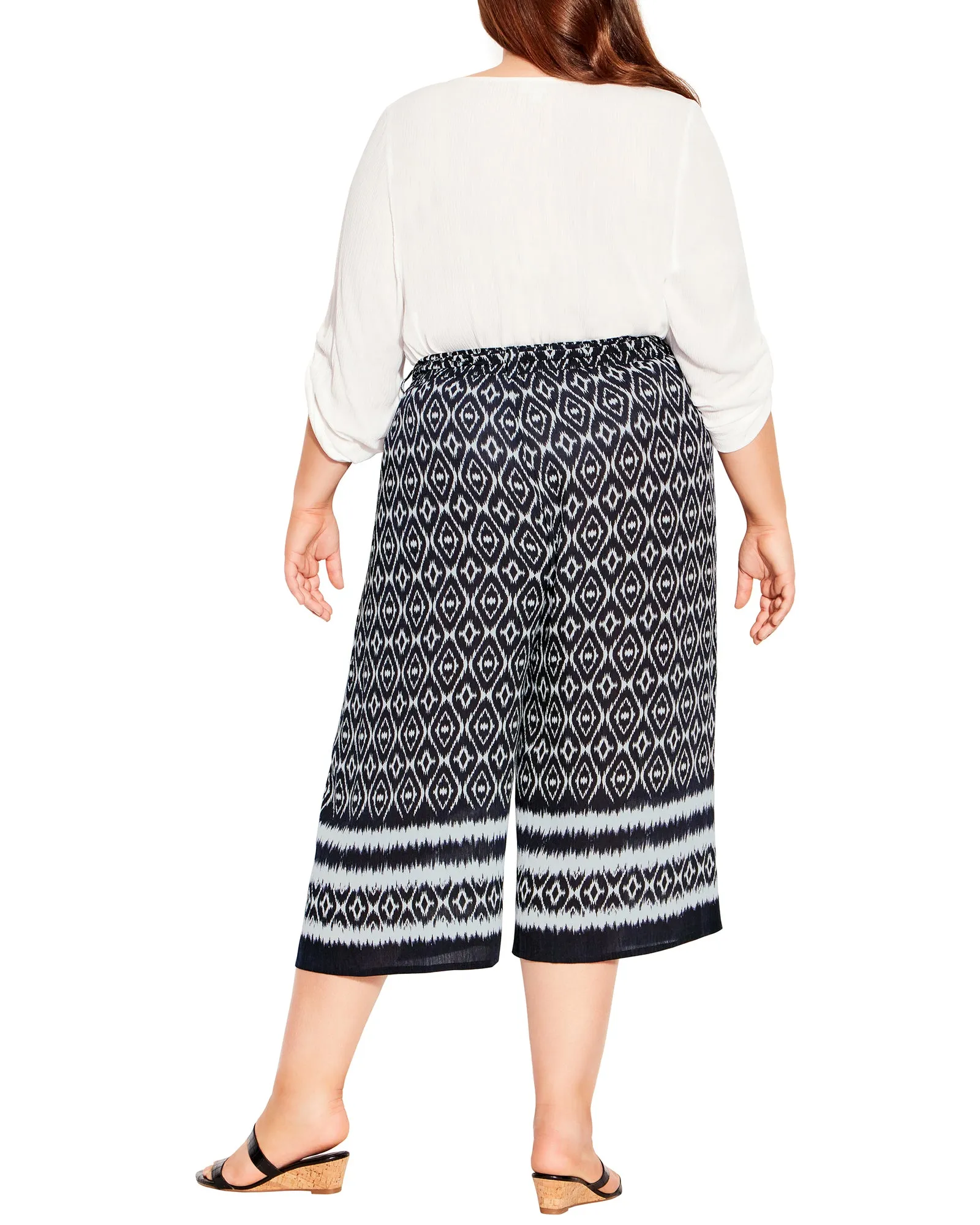 Tara Wide Leg Cropped Pant | Black / White