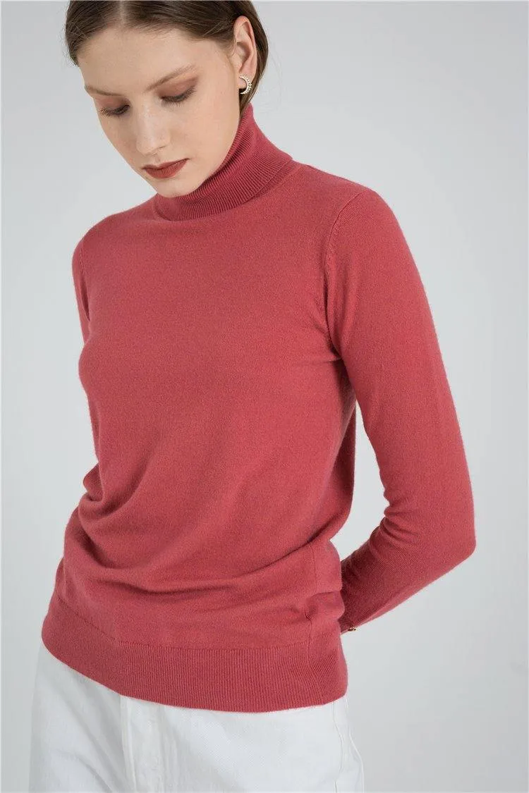 Turtleneck Sleeve Metal Button Pullover