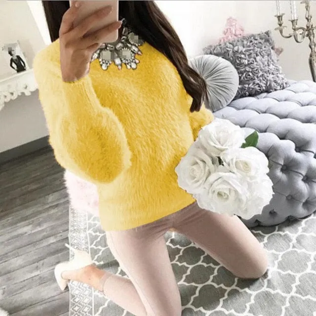 VenusFox Soft Knitted Fleece Warm Elegant Sweater Pullovers Top