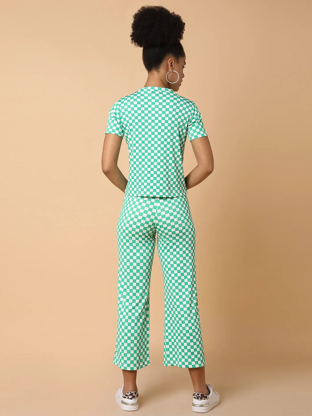 Women Green Checked Tracksuit